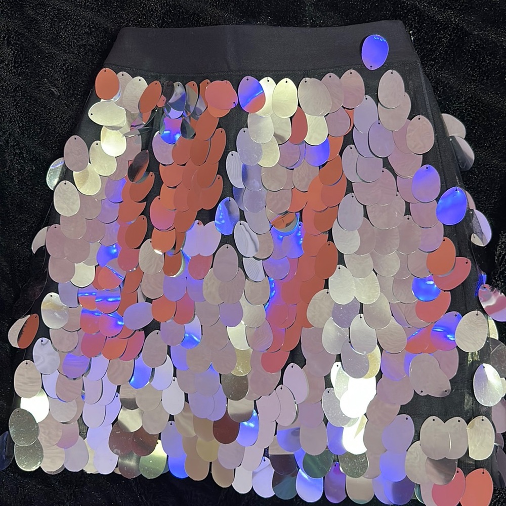 MILLY sequin modern mini skirt silver Sz 0
